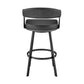 26" Black Faux Leather and Iron Low Back Counter Height Swivel Bar Chair