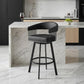 26" Black Faux Leather and Iron Low Back Counter Height Swivel Bar Chair
