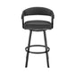 29" Black Fabric and Iron Low Back Bar Height Swivel Bar Chair