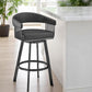 29" Black Fabric and Iron Low Back Bar Height Swivel Bar Chair