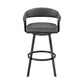 29" Gray And Black Iron Swivel Low Back Bar Height Bar Chair