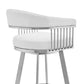 29" White And Silver Iron Swivel Low Back Bar Height Bar Chair