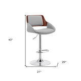 25" Gray And Silver Iron Swivel Low Back Adjustable Height Bar Chair