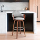 30" Gray And Brown Swivel Low Back Bar Height Bar Chair