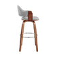 30" Gray And Brown Swivel Low Back Bar Height Bar Chair
