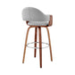 30" Gray And Brown Swivel Low Back Bar Height Bar Chair