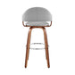 30" Gray And Brown Swivel Low Back Bar Height Bar Chair