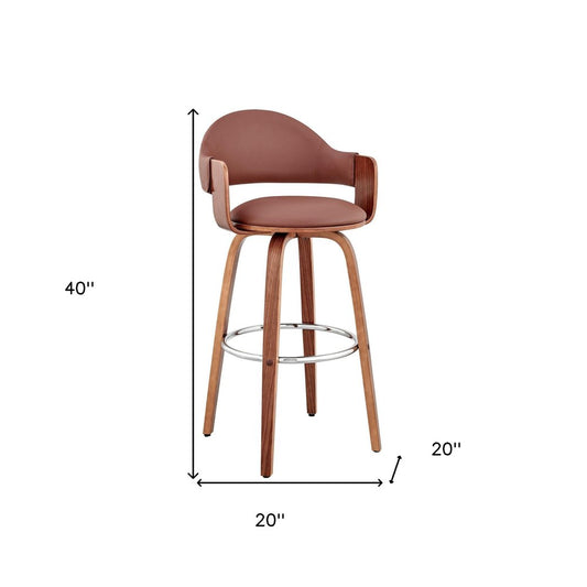30" Brown Swivel Low Back Bar Height Bar Chair