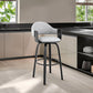 26" Gray And Black Iron Swivel Low Back Counter Height Bar Chair