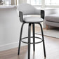 26" Gray And Black Iron Swivel Low Back Counter Height Bar Chair