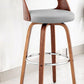 30" Gray And Brown Faux Leather Swivel Bar Height Bar Chair