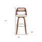 30" Cream and Brown Faux Leather Swivel Bar Chair