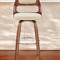 30" Cream and Brown Faux Leather Swivel Bar Chair