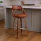 26" Brown Faux Leather Swivel Counter Height Bar Chair