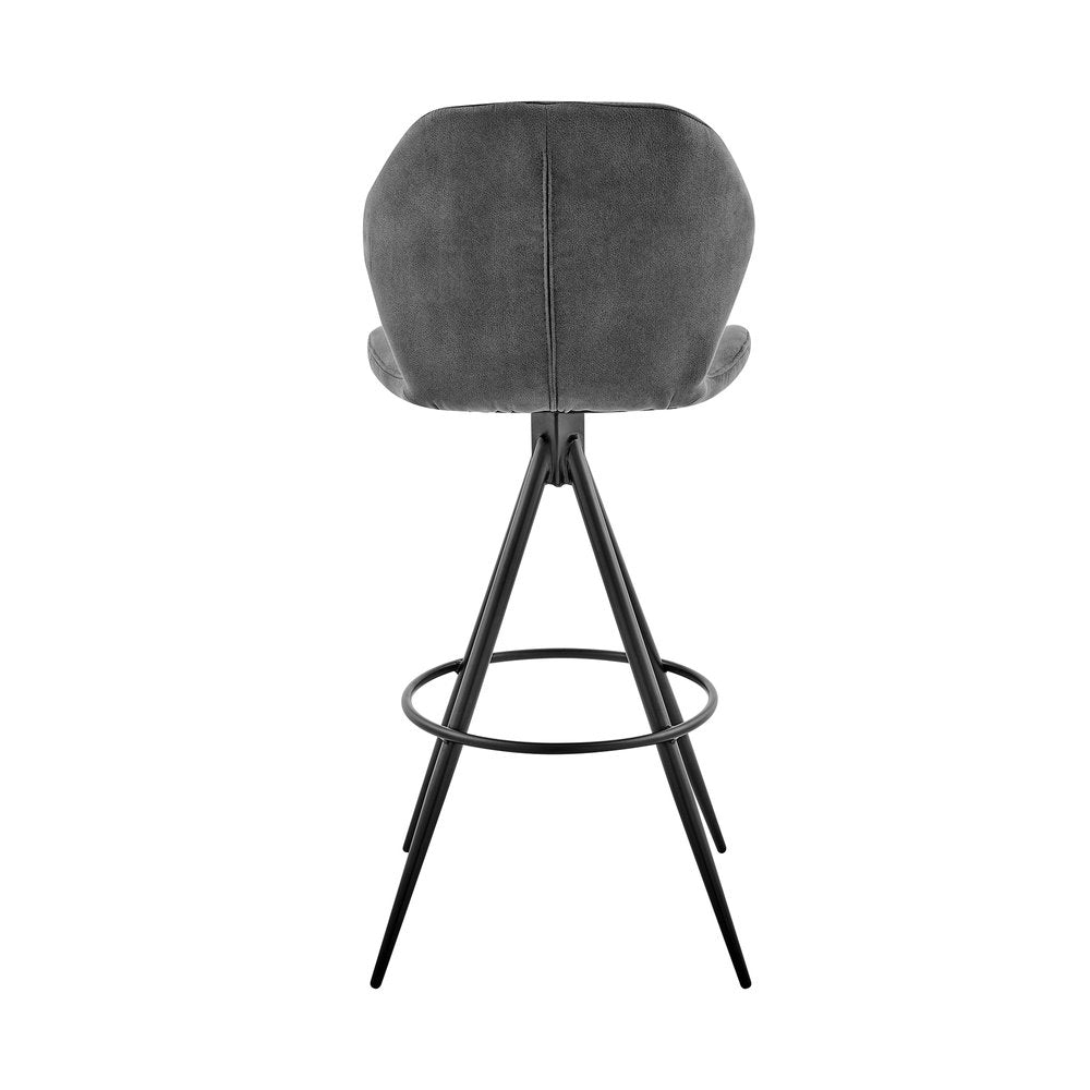 27" Charcoal And Black Fabric Microfiber And Microsuede And Iron Counter Height Bar Chair