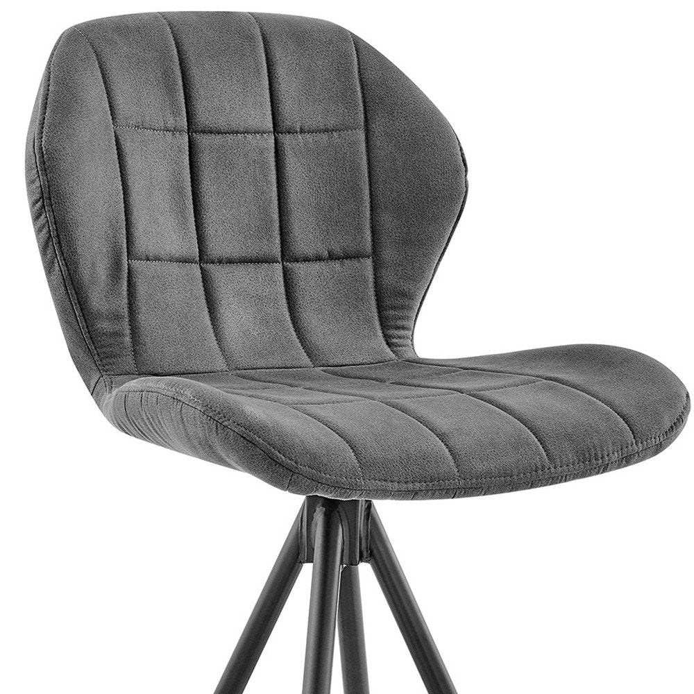 27" Charcoal And Black Fabric Microfiber And Microsuede And Iron Counter Height Bar Chair