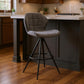 27" Charcoal And Black Fabric Microfiber And Microsuede And Iron Counter Height Bar Chair