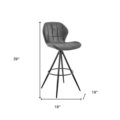 27" Charcoal And Black Fabric Microfiber And Microsuede And Iron Counter Height Bar Chair