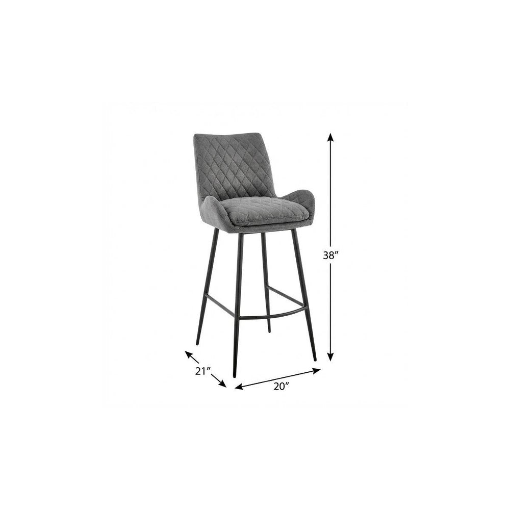 26" Charcoal And Black Iron Counter Height Bar Chair