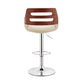 25" Cream And Silver Iron Swivel Low Back Adjustable Height Bar Chair