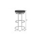 30" Gray And Silver Faux Leather And Iron Swivel Backless Bar Height Bar Chair