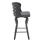 25" Gray And Black Faux Leather And Fabric And Iron Low Back Counter Height Swivel Bar Chair