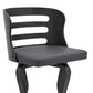 25" Gray And Black Faux Leather And Fabric And Iron Low Back Counter Height Swivel Bar Chair