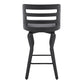 25" Gray And Black Faux Leather And Fabric And Iron Low Back Counter Height Swivel Bar Chair
