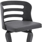 25" Gray And Black Faux Leather And Fabric And Iron Low Back Counter Height Swivel Bar Chair