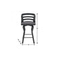 25" Gray And Black Faux Leather And Fabric And Iron Low Back Counter Height Swivel Bar Chair