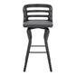29" Gray And Black Faux Leather And Iron Swivel Low Back Bar Height Bar Chair