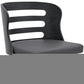 29" Gray And Black Faux Leather And Iron Swivel Low Back Bar Height Bar Chair