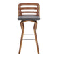 29" Gray And Brown Faux Leather Swivel Low Back Bar Height Bar Chair