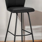 26" Black Faux Leather and Iron Counter Height Bar Chair