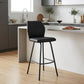 26" Black Faux Leather and Iron Counter Height Bar Chair