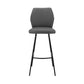 26" Gray And Black Faux Leather And Iron Counter Height Bar Chair