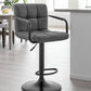 25" Gray And Black Faux Leather And Iron Swivel Low Back Adjustable Height Bar Chair