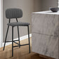 26" Gray and Black Faux Leather and Iron Low Back Counter Height Bar Chair