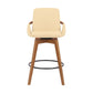 27" Cream And Black Powder Coated Footrest Iron Swivel Counter Height Bar Chair