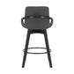 27" Gray and Black Faux Leather Low Back Bar Height Swivel Bar Chair