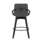 27" Gray and Black Faux Leather Low Back Bar Height Swivel Bar Chair