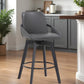 27" Gray and Black Faux Leather Low Back Bar Height Swivel Bar Chair