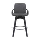 27" Gray and Black Faux Leather Low Back Bar Height Swivel Bar Chair