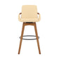 31" Cream and Black Fabric and Iron Bar Height Swivel Bar Chair
