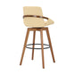 31" Cream and Black Fabric and Iron Bar Height Swivel Bar Chair