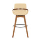 31" Cream and Black Fabric and Iron Bar Height Swivel Bar Chair