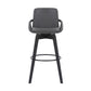 31" Gray and Black Fabric and Iron Bar Height Swivel Bar Chair