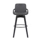 31" Gray and Black Fabric and Iron Bar Height Swivel Bar Chair