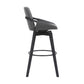 31" Gray and Black Fabric and Iron Bar Height Swivel Bar Chair