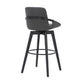 31" Gray and Black Fabric and Iron Bar Height Swivel Bar Chair